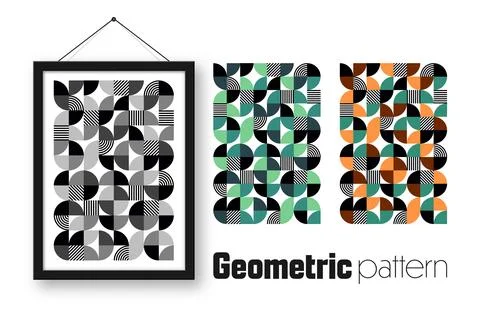 Picture frame with geometric trendy pattern, Bauhaus style. Modern background Stock Illustration