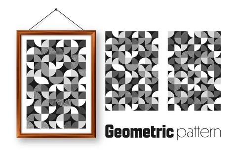 Picture frame with geometric trendy pattern, Bauhaus style. Modern background Stock Illustration