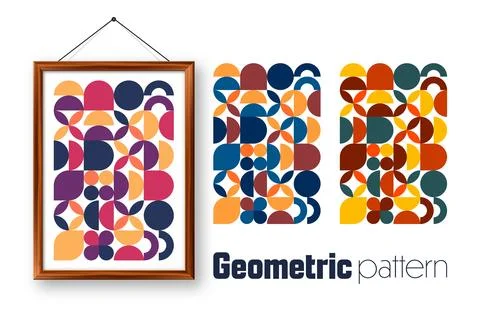 Picture frame with geometric trendy pattern, Bauhaus style. Modern background Stockillustratie