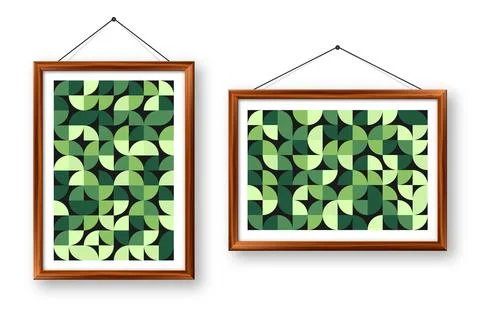 Picture frame with geometric trendy pattern, Bauhaus style. Modern background Stock Illustration
