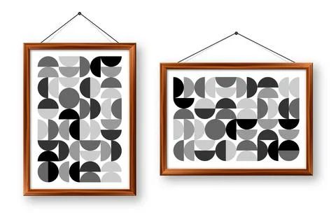 Picture frame with geometric trendy pattern, Bauhaus style. Modern background Stock Illustration