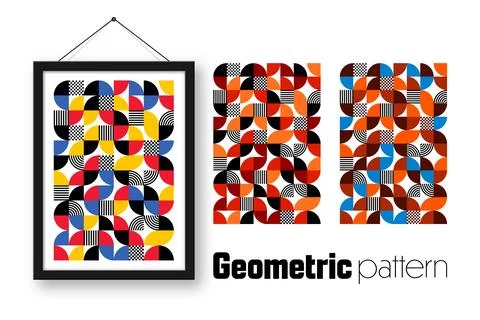Picture frame with geometric trendy pattern, Bauhaus style. Modern background Stock Illustration