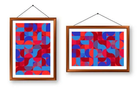 Picture frame with geometric trendy pattern, Bauhaus style. Modern background Stockillustratie