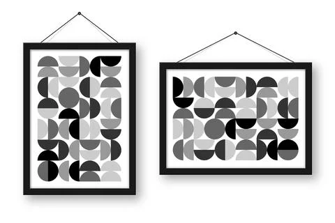Picture frame with geometric trendy pattern, Bauhaus style. Modern background Illustrazione stock