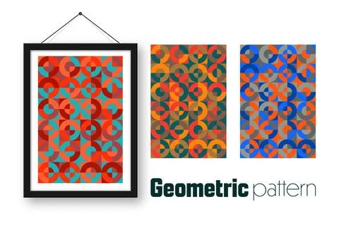 Picture frame with geometric trendy pattern, Bauhaus style. Modern background Stock Illustration