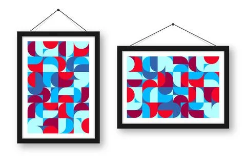 Picture frame with geometric trendy pattern, Bauhaus style. Modern background Stock Illustration