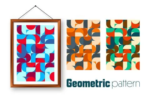 Picture frame with geometric trendy pattern, Bauhaus style. Modern background Stock Illustration