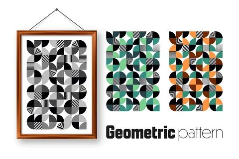 Picture frame with geometric trendy pattern, Bauhaus style. Modern background Stock Illustration