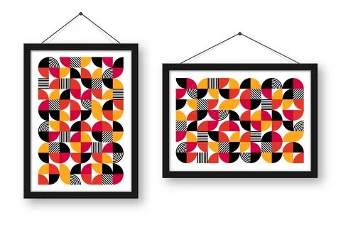 Picture frame with geometric trendy pattern. Modern background, simple elements Stock Illustration