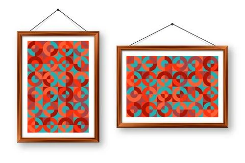 Picture frame with geometric trendy pattern. Modern background, simple elements Illustrazione stock