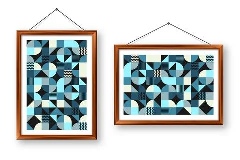 Picture frame with geometric trendy pattern. Modern background, simple elements Stock Illustration
