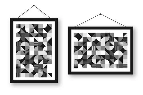 Picture frame with geometric trendy pattern. Modern background, simple elements Stock Illustration