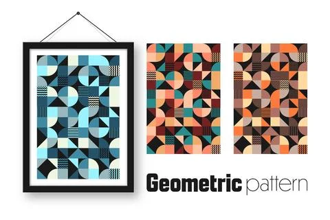 Picture frame with geometric trendy pattern. Modern background, simple elements Stock Illustration