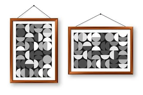 Picture frame with geometric trendy pattern. Modern background, simple elements Illustrazione stock