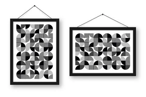 Picture frame with geometric trendy pattern. Modern background, simple elements 스톡 일러스트