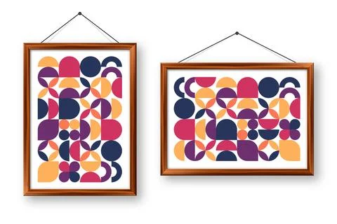 Picture frame with geometric trendy pattern. Modern background, simple elements Stock Illustration