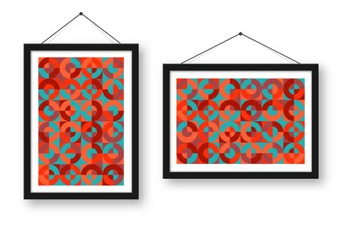 Picture frame with geometric trendy pattern. Modern background, simple elements Illustrazione stock