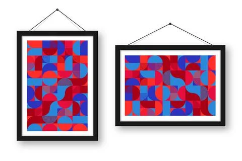Picture frame with geometric trendy pattern. Modern background, simple elements Stock Illustration