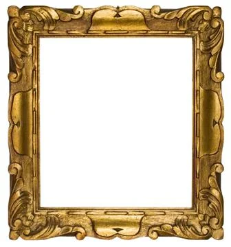 Picture Frame Gold with Clipping Path Isolated on a White Background Stock Photos