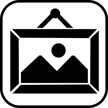 Picture frame hanging on wall icon Stock Illustration