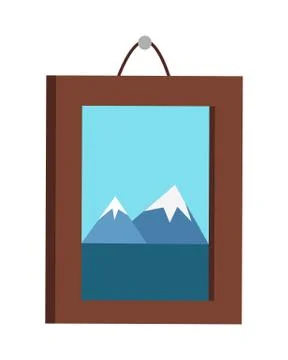 Picture in Frame Hanging on the Wall Stock Illustration