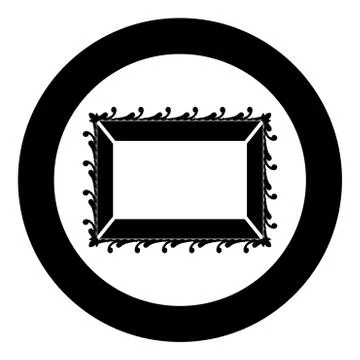 Picture frame icon in circle round black color vector illustration flat style Stock Illustration