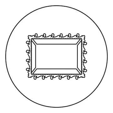 Picture frame icon in circle round outline black color vector illustration fl Stock Illustration
