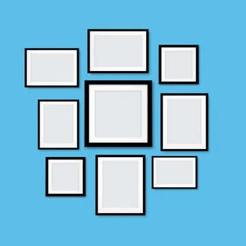 Picture Frame Isolated Blue Background Illustrazione stock