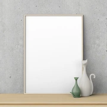 Picture frame mockup on wall interior design Stock Photos