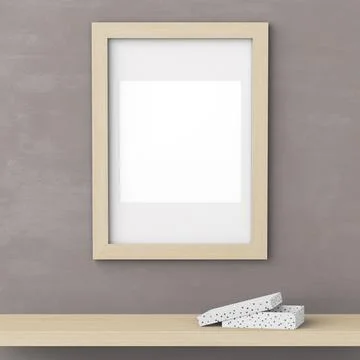 Picture frame mockup on wall interior design Stock Photos