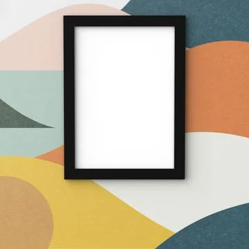 Picture frame mockup on wall interior design Stock Photos