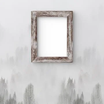 Picture frame mockup on wall interior design Stock Photos