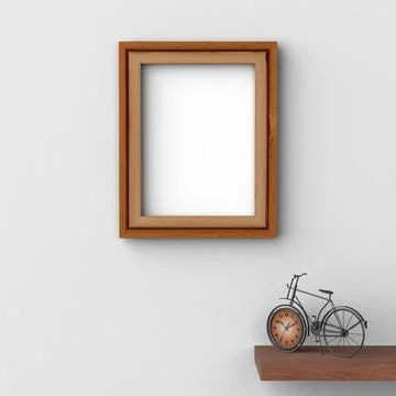 Picture frame mockup on wall interior design Stock Photos