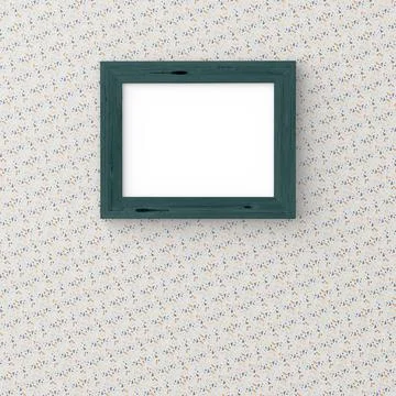 Picture frame mockup on wall interior design Stock Photos