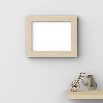 Picture frame mockup on wall interior design Stock Photos
