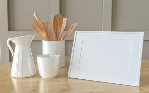 The picture frame is placed on the shelf in the office. Stock Illustration