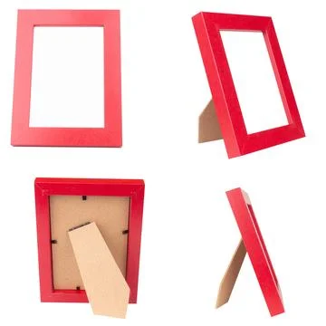 Picture frame red desktop isolated on white background Stock Photos