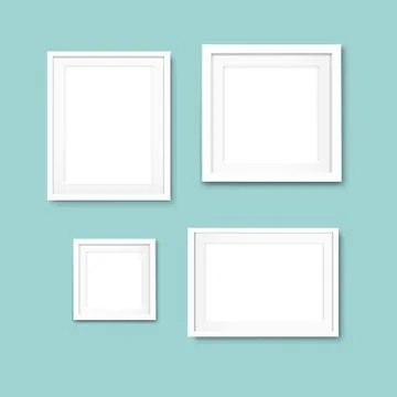 Picture Frame Set Isolated Mint Background 库存插图