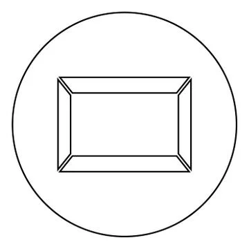 Picture frame Squared shape icon in circle round outline black color vector i イラスト素材