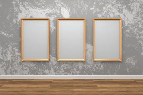 Picture frame on wall. 3D rendering. Stock Illustration