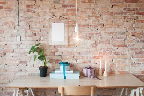 Picture frame on wall Stock Photos
