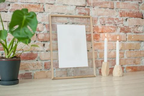 Picture frame on wall Stock Photos
