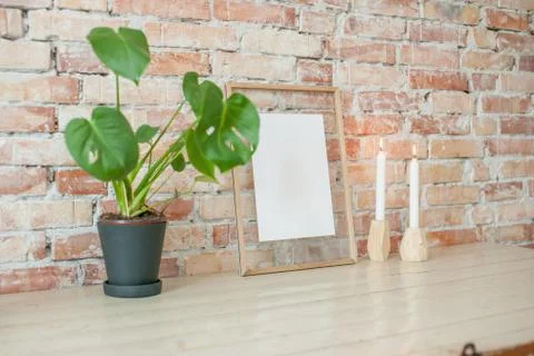 Picture frame on wall Stock Photos