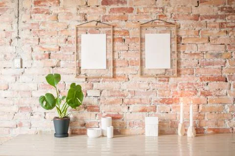 Picture frame on wall Stock Photos