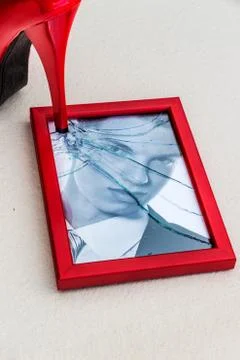 Picture frames and high heels 스톡 사진