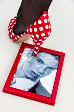 Picture frames and high heels 스톡 사진