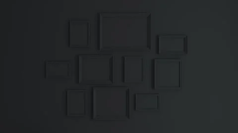 Picture frames collage dark grey concept 3d rendering Stock Illustration