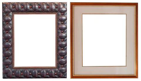 Picture frames isolated on white background antique carved gold Stockfoto's