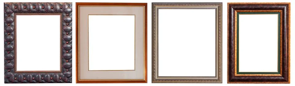Picture frames isolated on white background antique carved gold 写真素材