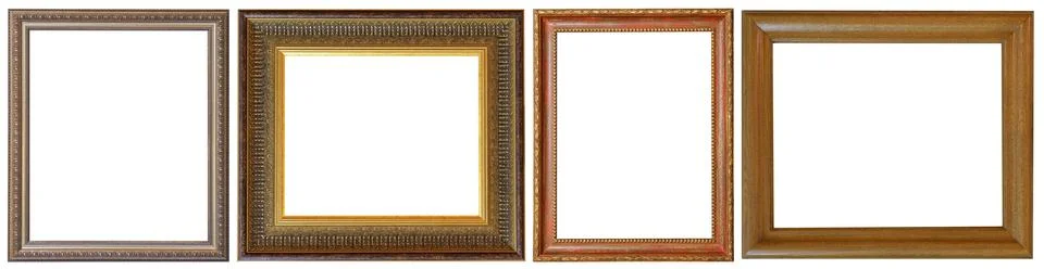 Picture frames isolated on white background set antique gilded gold Foto stock